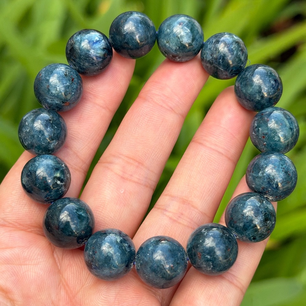 14mm stretchable blue apatite bracelet 0953 - Picture 4 of 9